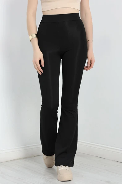 İspanyol Paça Dalgıç Kumaş Tayt Siyah ürün görseli