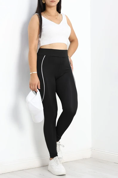 Yan Biyeli Dalgıç Büyük Beden Tayt Siyah - 4