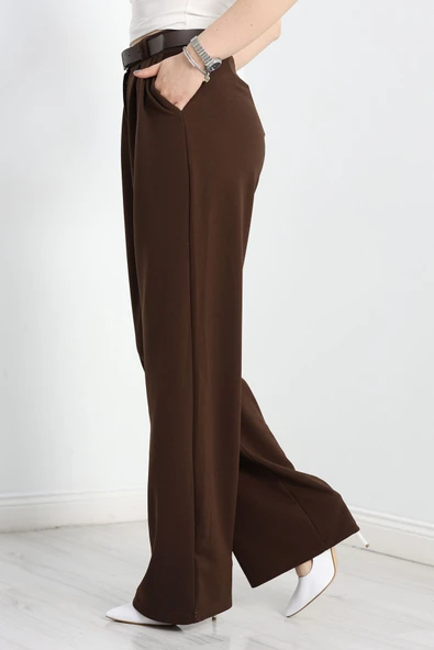 Zra Krep Palazzo Pantolon Acıkahve - 3