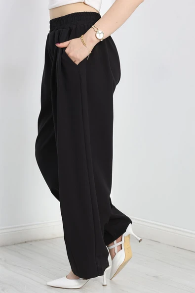 Beli Lastikli Balon Pantolon Siyah - 3
