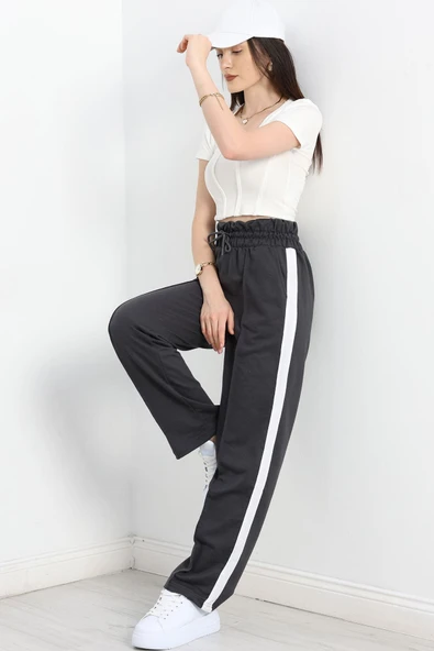 Openet Kalın Kemer Şeritli Çımalı Eşofman Altı Füme - 2