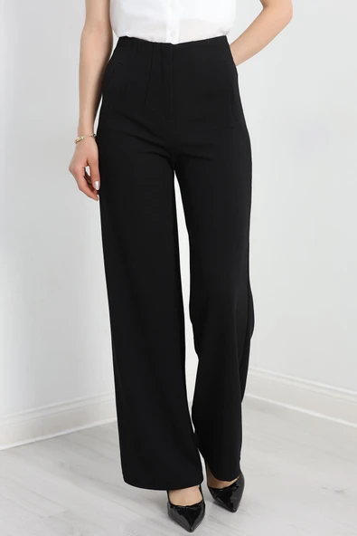 Zra Krep Palazzo Pantolon Siyah - 4