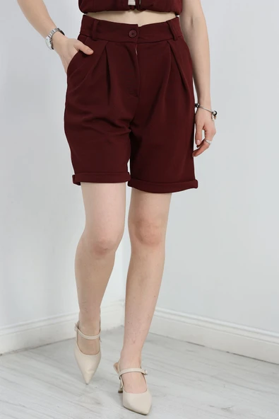 Zra Krep Şort Bordo ürün görseli