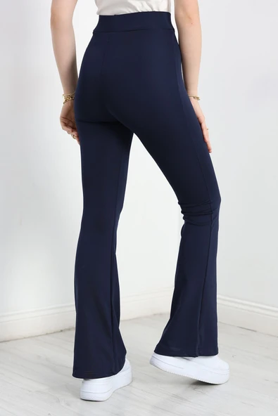 İspanyol Paça Dalgıç Kumaş Tayt Lacivert - Resim 6