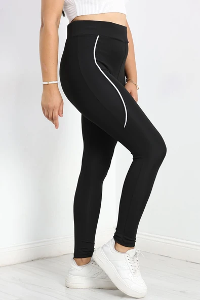 Yan Biyeli Dalgıç Büyük Beden Tayt Siyah - 3