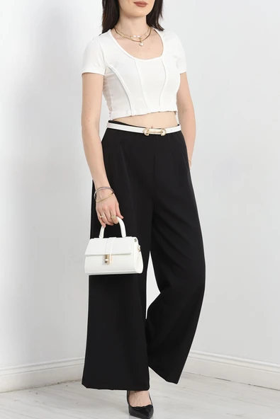 Pensli Bol Paça Pantolon Siyah