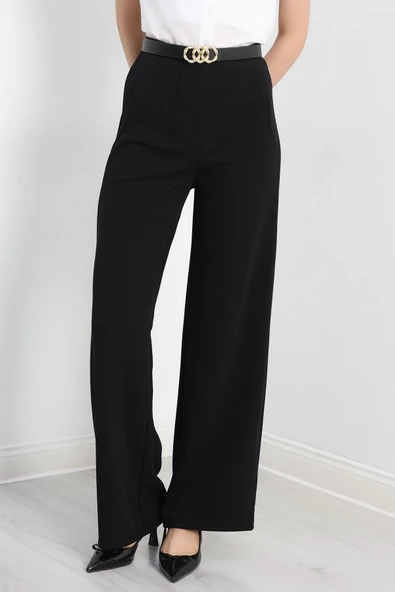 Zra Krep Palazzo Pantolon Siyah - 3