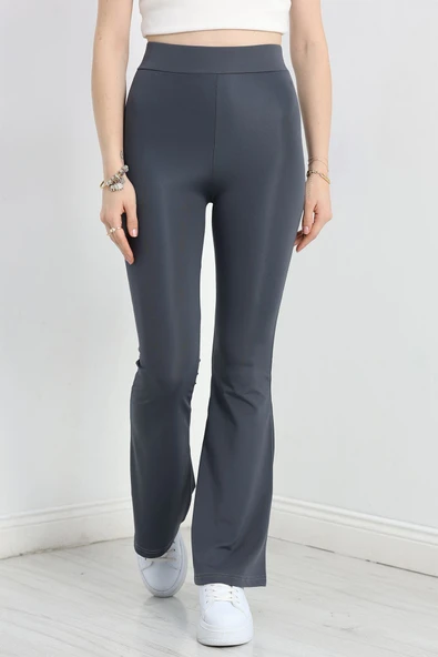 İspanyol Paça Dalgıç Kumaş Tayt Füme