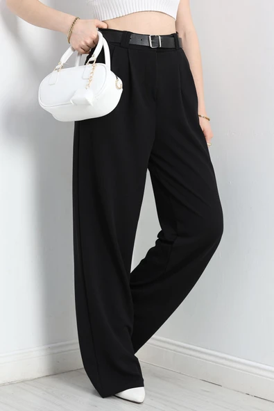 Zra Krep Palazzo Pantolon Siyah - 4