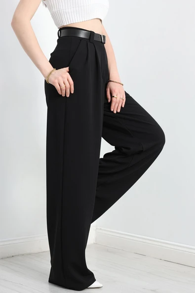 Zra Krep Palazzo Pantolon Siyah - 2