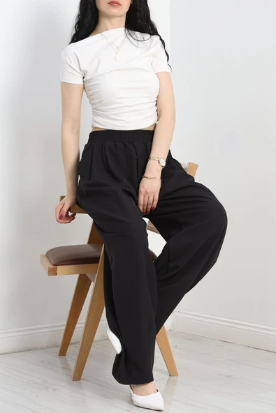 Beli Lastikli Balon Pantolon Siyah - 4