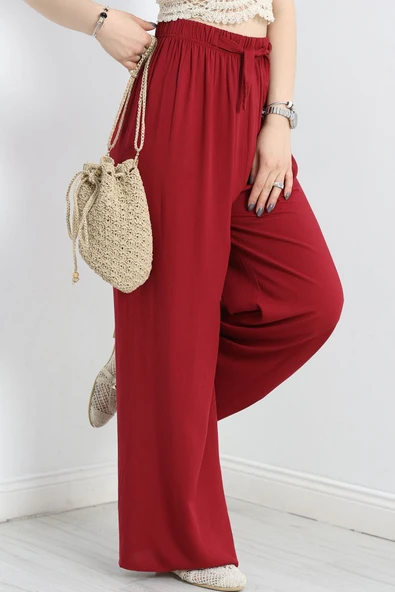 Dokuma Pantolon Bordo - 4