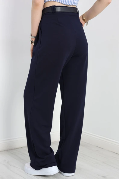 Zra Krep Palazzo Pantolon Lacivert - 6