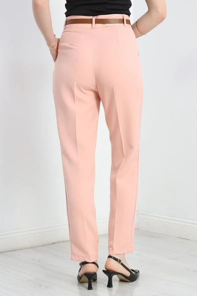 Kemerli Double Pantolon Pudra - 7