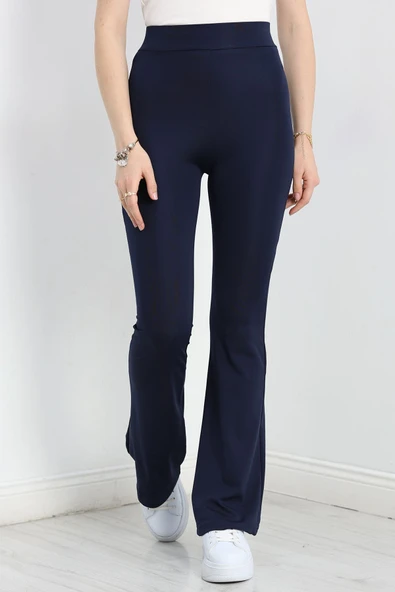 İspanyol Paça Dalgıç Kumaş Tayt Lacivert ürün görseli