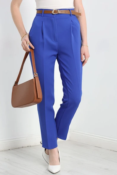 Kemerli Double Pantolon Saks - Resim 3