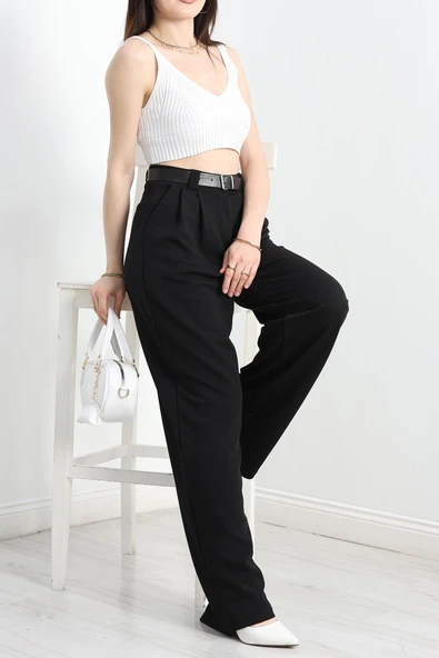 Zra Krep Palazzo Pantolon Siyah - 5