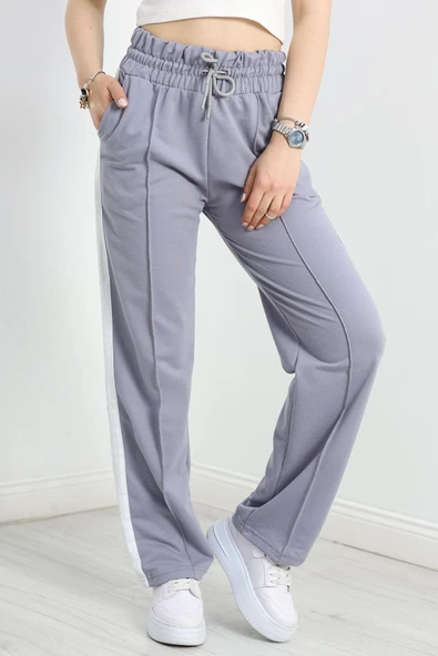 Openet Kalın Kemer Şeritli Çımalı Eşofman Altı Gri