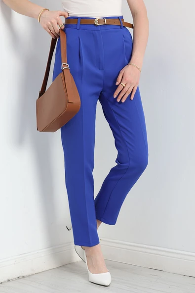 Kemerli Double Pantolon Saks - Resim 4