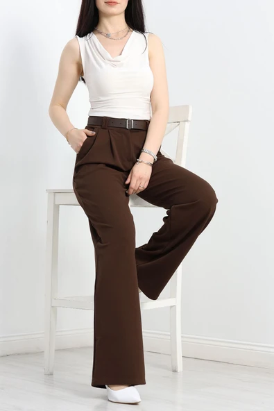Zra Krep Palazzo Pantolon Acıkahve - 5