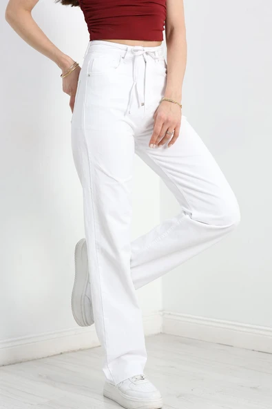 Palazzo Kot Pantolon Beyaz - 3