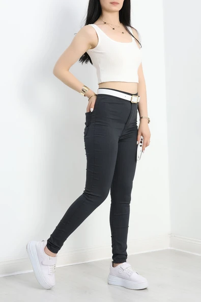 Cepsiz Dar Paça Kot Pantolon Füme - 4