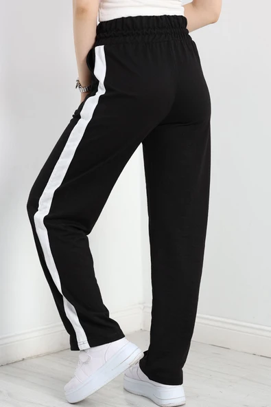 Openet Kalın Kemer Şeritli Çımalı Eşofman Altı Siyah - 6