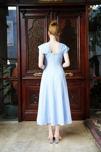 U yaka prenses elbise mavi s255101 - 2