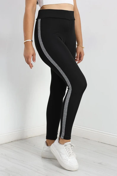 Şeritli Dalgıç Büyük Beden Tayt Siyah - 3