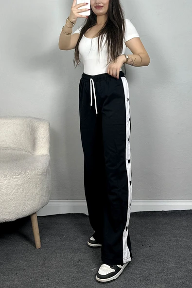 Özel Tasarım Nakışlı 2 İplik Eşofman Altı Siyah