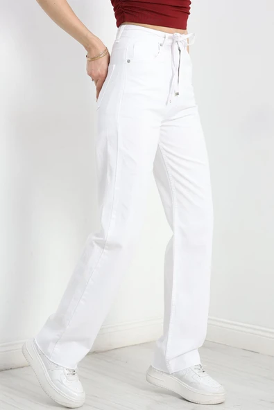 Palazzo Kot Pantolon Beyaz - 5