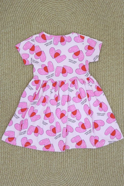 5-8 Yaş Penye Kız Çocuk Elbise Pembe - 3
