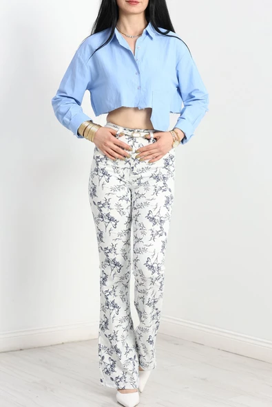 Likralı İspanyol Kot Pantolon Beyaz ürün görseli