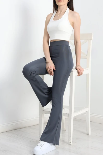 İspanyol Paça Dalgıç Kumaş Tayt Füme - 5