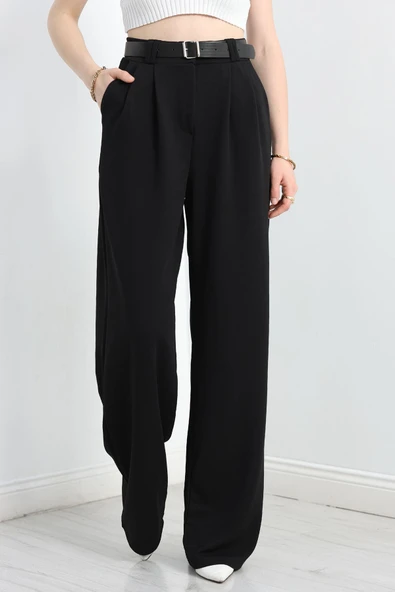 Zra Krep Palazzo Pantolon Siyah