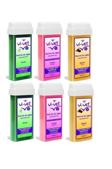 Vi-vet Roll-on Kartuş Ağda 100ml "Azulen"Pudralı"Natural" 6 Adet