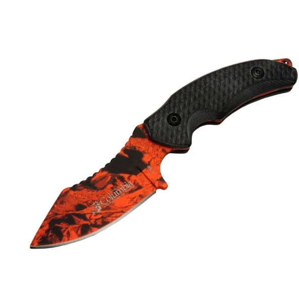 156b Turuncu Desenli Kamp Çakı Bıçağı 19 Cm - Kılıflı - Resim 2