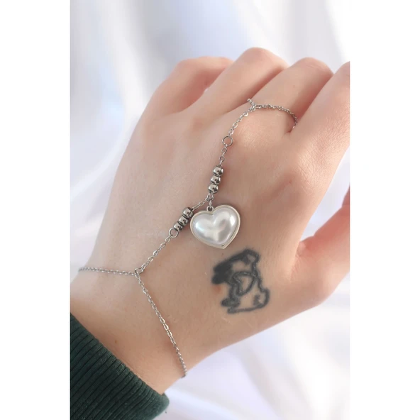 316l Çelik Gümüş Renk Beyaz Bubble Kalp Tasarımlı Şahmeran - Tj-sn575 - 2