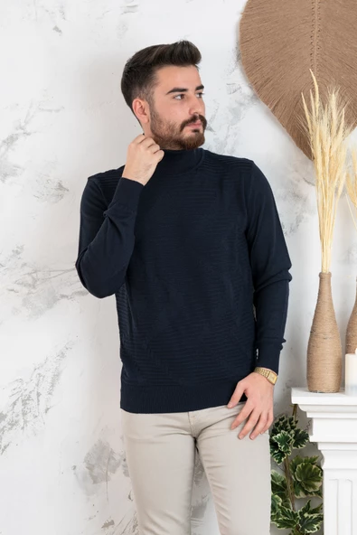 NEHİR BY FARUK ÜLKER BOĞAZLI DESENLİ REGULAR FİT ERKEK TRİKO KAZAK - 2