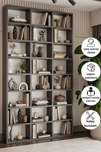 DEWOODY Çok Raflı Dekoratif Kitaplık