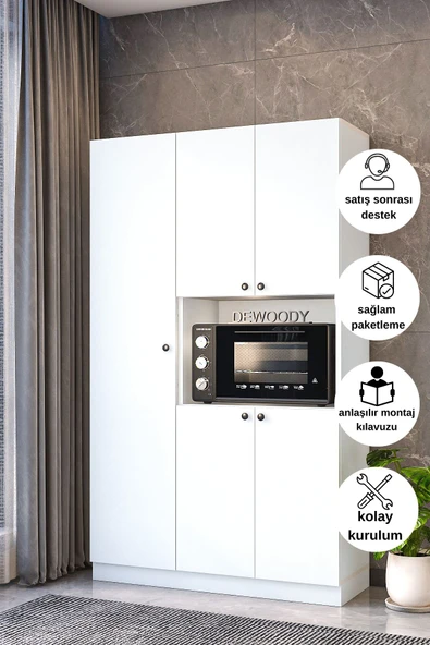 DEWOODY Çok Amaçlı 5 Kapaklı Kiler Dolabı Mikrodalga Dolabı Mini Fırın Dolabı