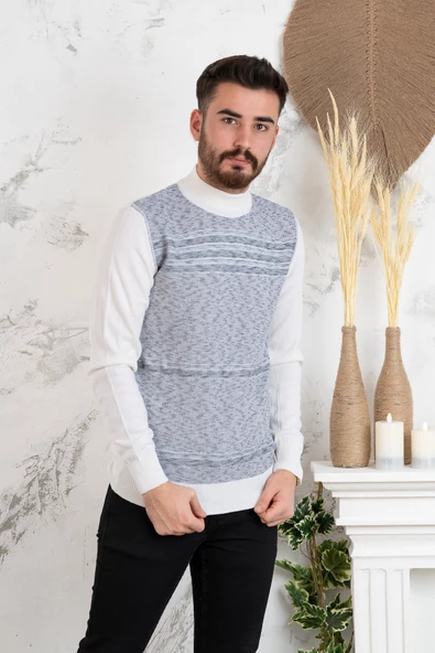 NEHİR BY FARUK ÜLKER YARIM BALIKÇI DESENLİ REGULAR FİT ERKEK TRİKO KAZAK - 5