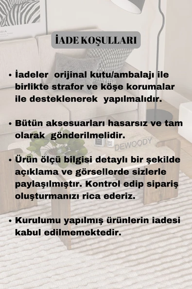 DEWOODY Traverten Ahşap Mermer Desenli Orta Sehpa , İskandinav Stil Modern Sunum Sehpası - 6