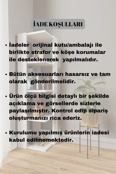 DEWOODY Köşe Kitaplık Duvar Kitaplığı 5 Raflı - 4