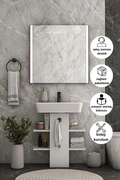 DEWOODY Lavabo Altı Raflı Düzenleyici Banyo Dolabı Lavabo Altı Dolap