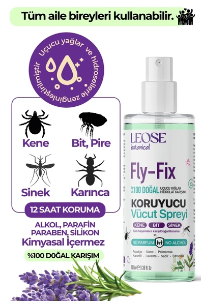 LEOSE BOTANICAL Kene Bit Sinek Ve Mikrop Kovucu Sprey Doğal Uçucu Yağlar Ve Hidrolatlar Karışımı Alkolsüz Parfümsüz - 3