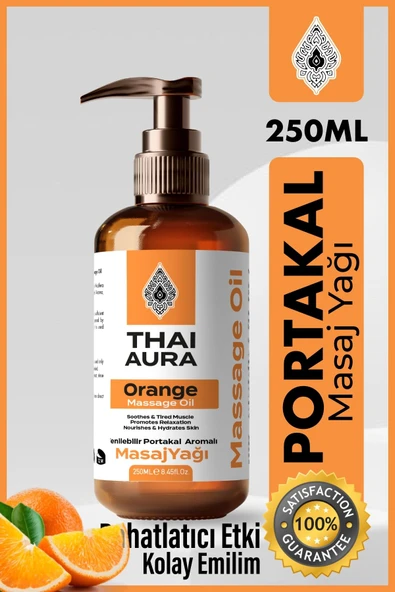 Thaialura 200ml Yenilebilir Portakallı Masaj Yağı Etkili Spa Masaj Yağı Rahatlatıcı Nemlendirici