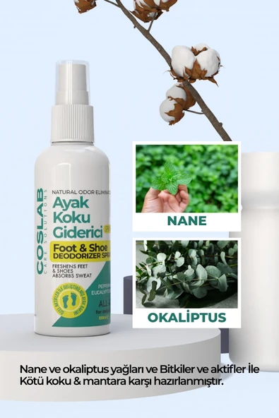 COSLAB Ayak ve Ayakkabı Koku Giderici, Mantar Engelleyici, Tırnak Bakım Spreyi – 100 ML Doğal Deodorant - 2