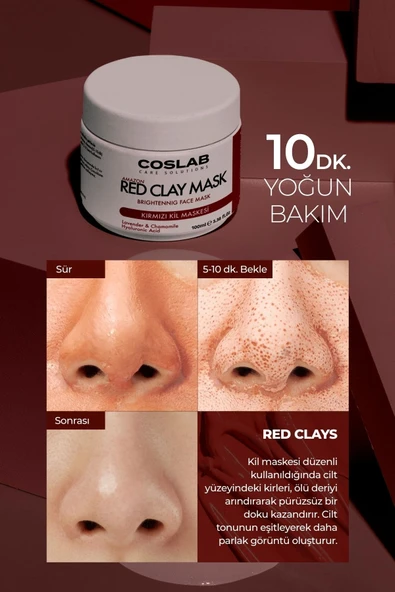 COSLAB Amazon Kırmızı Kil Maskesi – Gözenek Arındırıcı, Nemlendirici, Sebum Dengeleyici Doğal Yüz Maskesi - 2