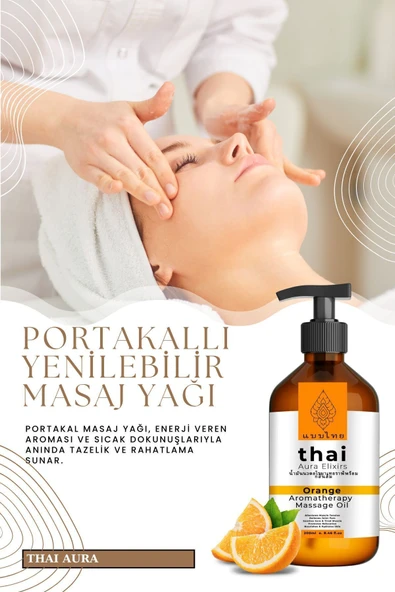 Thaialura 200ml Yenilebilir Portakallı Masaj Yağı Etkili Spa Masaj Yağı Rahatlatıcı Nemlendirici - 4
